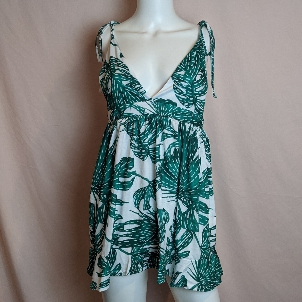 Boohoo Palm Print Beach Dress Cover Up
